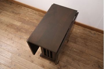 中古　北海道民芸家具　#430　洗練されたデザインのバタフライ卓(ダイニングテーブル、エクステンションテーブル)(定価約20万円)(R-050755)