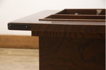 和製ヴィンテージ　岩谷堂箪笥　南部鉄器の飾り金具が上質な雰囲気を高める木製火鉢(長火鉢、関西火鉢、囲炉裏、座卓、ビンテージ)(R-050757)