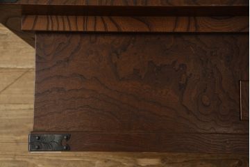 和製ヴィンテージ　岩谷堂箪笥　南部鉄器の飾り金具が上質な雰囲気を高める木製火鉢(長火鉢、関西火鉢、囲炉裏、座卓、ビンテージ)(R-050757)