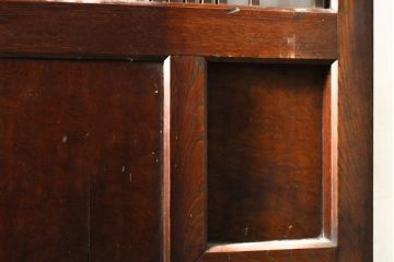 和製アンティーク　総ケヤキ材　レア!腰板に玉杢を使用した、贅沢なつくりが魅力の格子蔵戸(建具、引き戸、玄関戸)(R-050773)