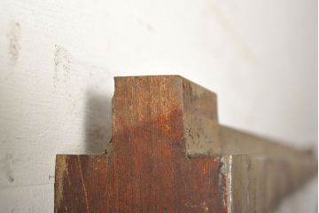 和製アンティーク　総ケヤキ材　レア!腰板に玉杢を使用した、贅沢なつくりが魅力の格子蔵戸(建具、引き戸、玄関戸)(R-050773)