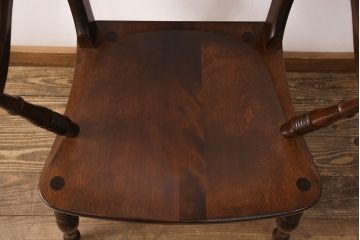 中古　松本民芸家具　背もたれのお洒落なデザインが目を惹くA型ワイコムアームチェア(椅子、ダイニングチェア)(R-050789)