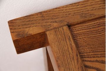 中古　美品　楡(ニレ)材　総無垢材　美しい木目と品のある佇まいが魅力の重ね水屋箪笥(戸棚、収納棚、食器棚)(R-050795)