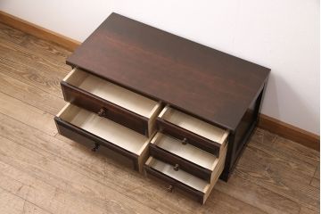 中古　北海道民芸家具　シックで落ち着いた空間づくりに活躍するローチェスト(ローボード)(R-050802)