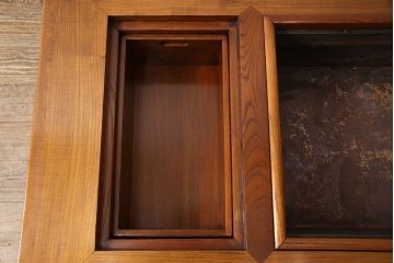 中古　総ケヤキ材　赤みがかった色合いが味わい深い関西火鉢(囲炉裏、長火鉢、座卓、ローテーブル)(R-050822)