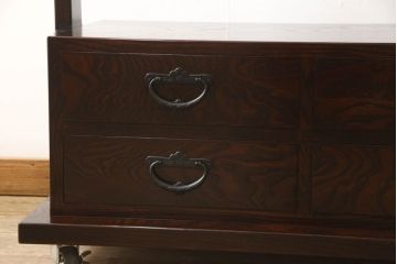 中古　美品　特注品　岩谷堂箪笥　美しい杢目と漆による艶が上質な雰囲気を醸し出すハンガーラック(衣桁、洋服掛け、コート掛け)(R-050833)