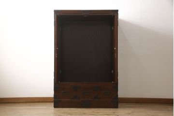 中古　美品　国産民芸家具　和箪笥のような家具調デザインが嬉しい仏壇(仏壇入れ、キャビネット、収納棚)(R-050835)