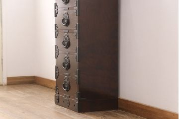中古　極美品　岩谷堂箪笥　人気!スリムで取り入れやすい縦型チェスト(立長箪笥、引き出し、ハイチェスト、サイドチェスト)(R-050837)
