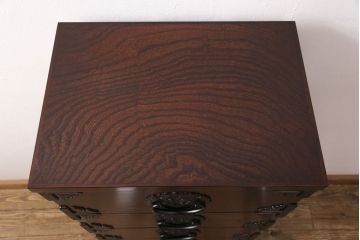 中古　極美品　岩谷堂箪笥　人気!スリムで取り入れやすい縦型チェスト(立長箪笥、引き出し、ハイチェスト、サイドチェスト)(R-050837)