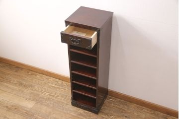 中古　超美品　岩谷堂箪笥　縦型　引き出し付き収納棚(電話台、花台、スリッパ収納)(R-050838)