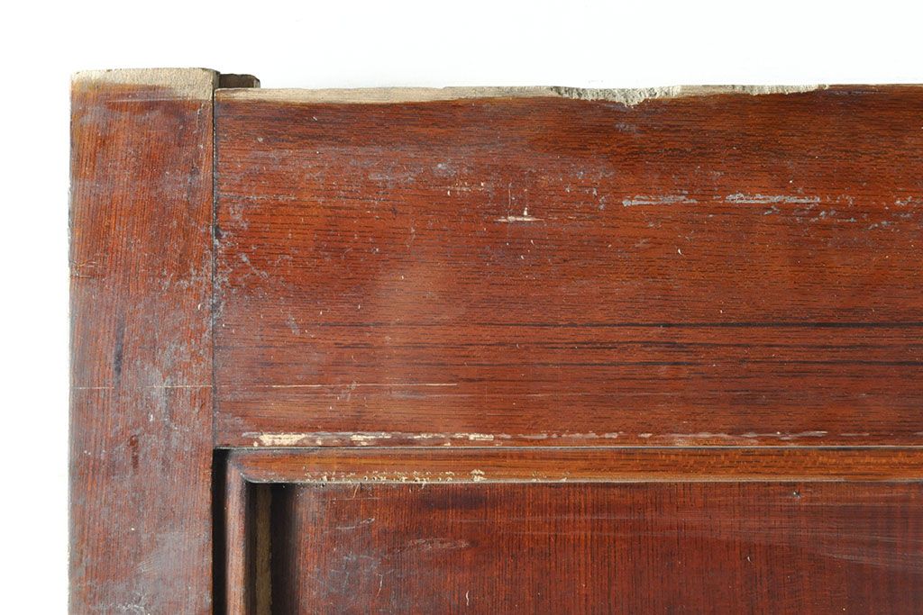 和製アンティーク　明治大正期　漆の綺麗な総ケヤキ材一枚板の蔵戸(引き戸、建具、玄関戸)(R-050839)