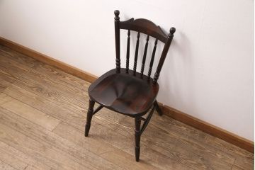 中古　松本民芸家具　16型スピンドルチェア　ゆったりと座れるダイニングチェア(板座チェア、椅子)(R-050848)