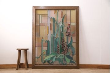 ヨーロッパヴィンテージ　イタリア製　G.POLLONI作　壁掛け式で絵画のように!空間を彩るステンドグラス　(R-050865)