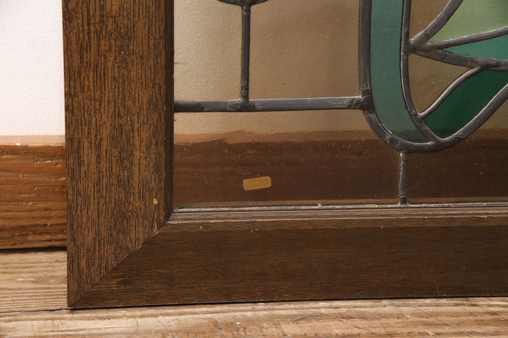 ヨーロッパヴィンテージ　イタリア製　G.POLLONI作　壁掛け式で絵画のように!空間を彩るステンドグラス　(R-050865)