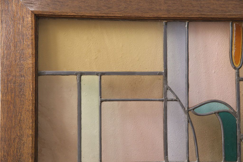 ヨーロッパヴィンテージ　イタリア製　G.POLLONI作　壁掛け式で絵画のように!空間を彩るステンドグラス　(R-050865)