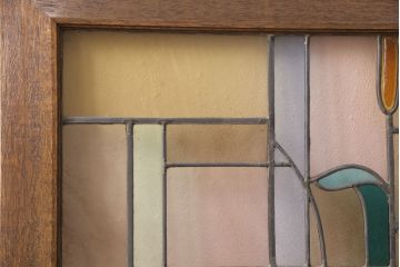 ヨーロッパヴィンテージ　イタリア製　G.POLLONI作　壁掛け式で絵画のように!空間を彩るステンドグラス　(R-050865)