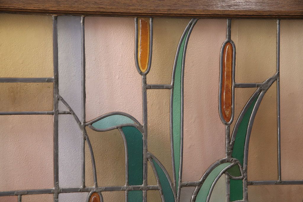 ヨーロッパヴィンテージ　イタリア製　G.POLLONI作　壁掛け式で絵画のように!空間を彩るステンドグラス　(R-050865)