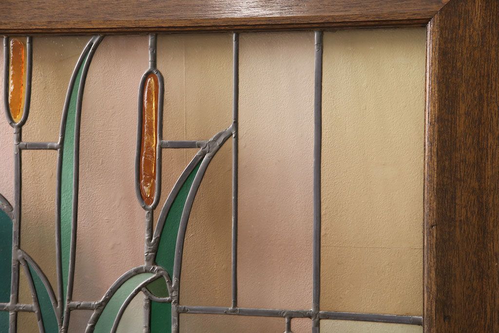 ヨーロッパヴィンテージ　イタリア製　G.POLLONI作　壁掛け式で絵画のように!空間を彩るステンドグラス　(R-050865)