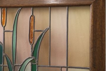 ヨーロッパヴィンテージ　イタリア製　G.POLLONI作　壁掛け式で絵画のように!空間を彩るステンドグラス　(R-050865)