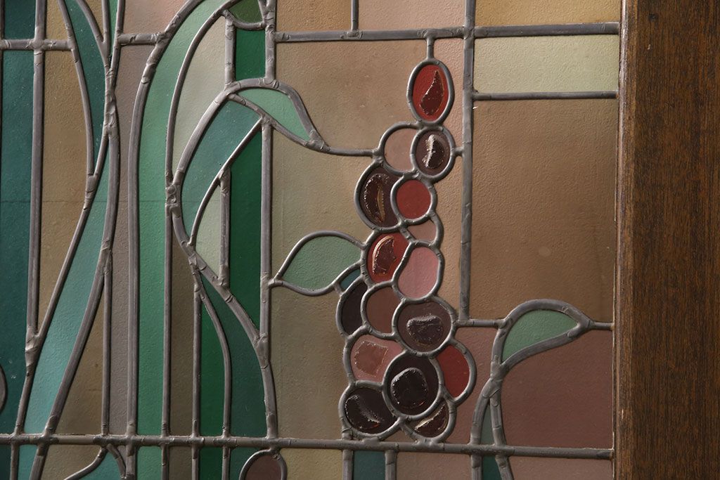 ヨーロッパヴィンテージ　イタリア製　G.POLLONI作　壁掛け式で絵画のように!空間を彩るステンドグラス　(R-050865)