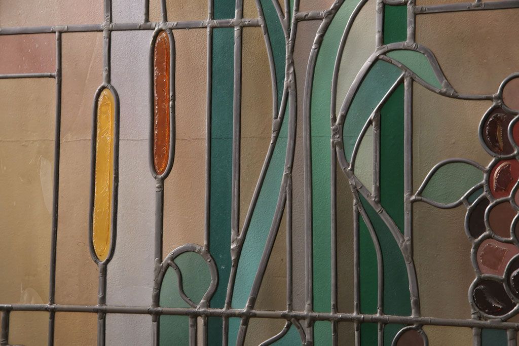 ヨーロッパヴィンテージ　イタリア製　G.POLLONI作　壁掛け式で絵画のように!空間を彩るステンドグラス　(R-050865)