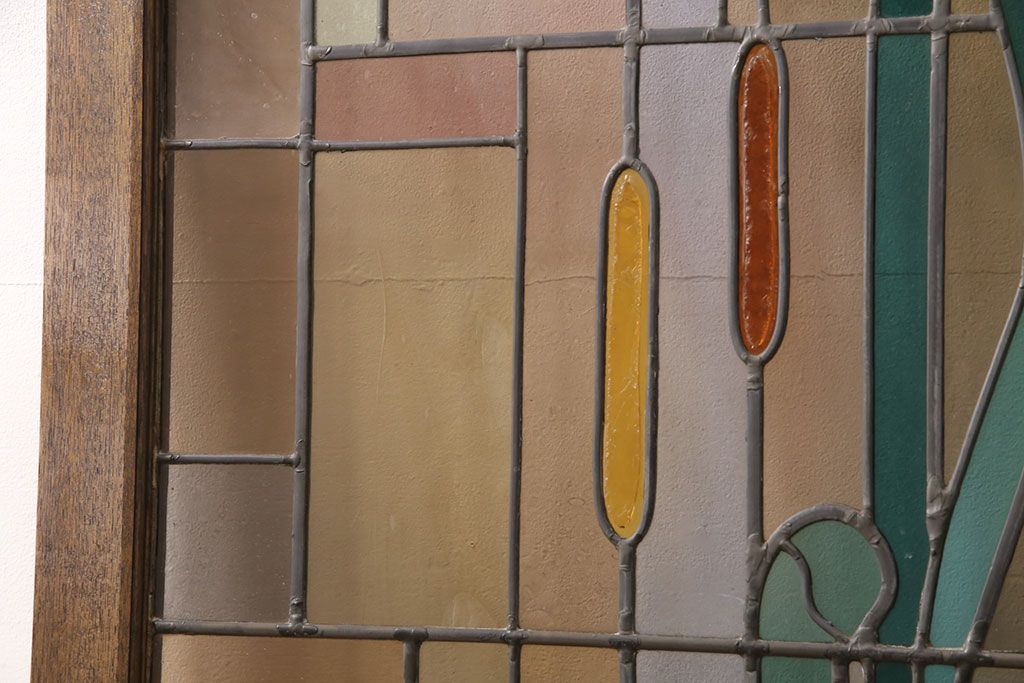 ヨーロッパヴィンテージ　イタリア製　G.POLLONI作　壁掛け式で絵画のように!空間を彩るステンドグラス　(R-050865)