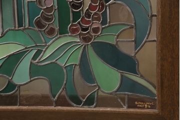 ヨーロッパヴィンテージ　イタリア製　G.POLLONI作　壁掛け式で絵画のように!空間を彩るステンドグラス　(R-050865)