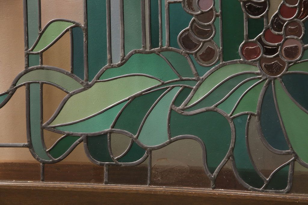 ヨーロッパヴィンテージ　イタリア製　G.POLLONI作　壁掛け式で絵画のように!空間を彩るステンドグラス　(R-050865)