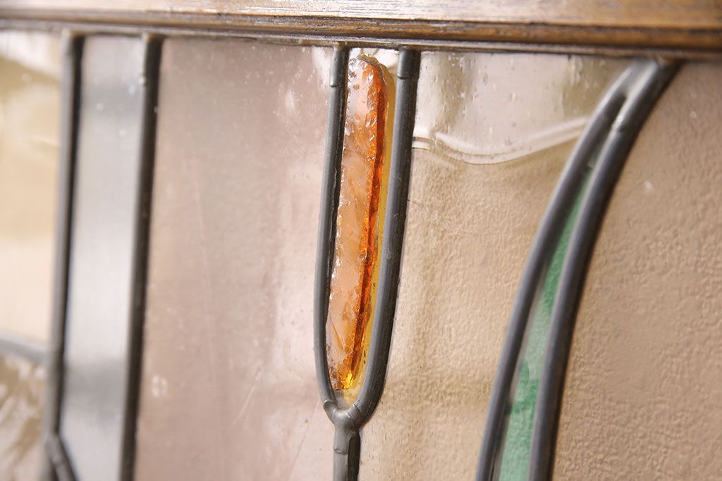 ヨーロッパヴィンテージ　イタリア製　G.POLLONI作　壁掛け式で絵画のように!空間を彩るステンドグラス　(R-050865)