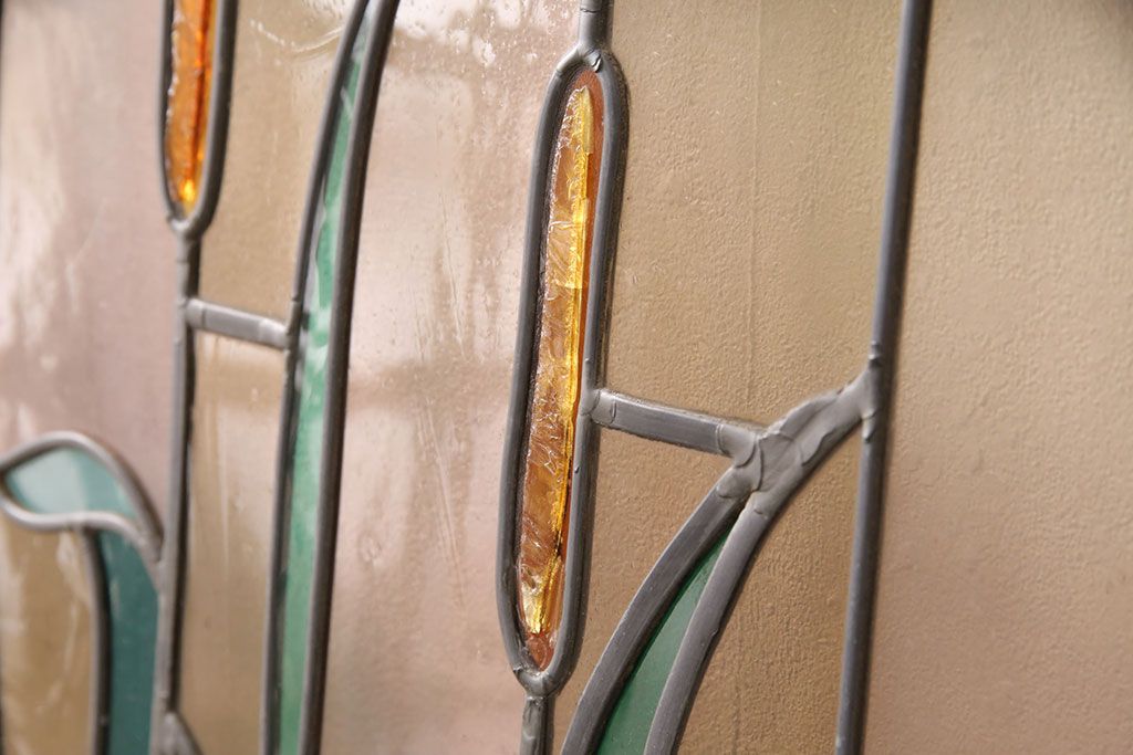 ヨーロッパヴィンテージ　イタリア製　G.POLLONI作　壁掛け式で絵画のように!空間を彩るステンドグラス　(R-050865)