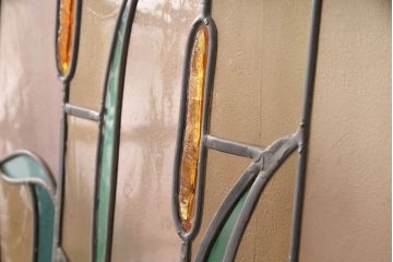 ヨーロッパヴィンテージ　イタリア製　G.POLLONI作　壁掛け式で絵画のように!空間を彩るステンドグラス　(R-050865)