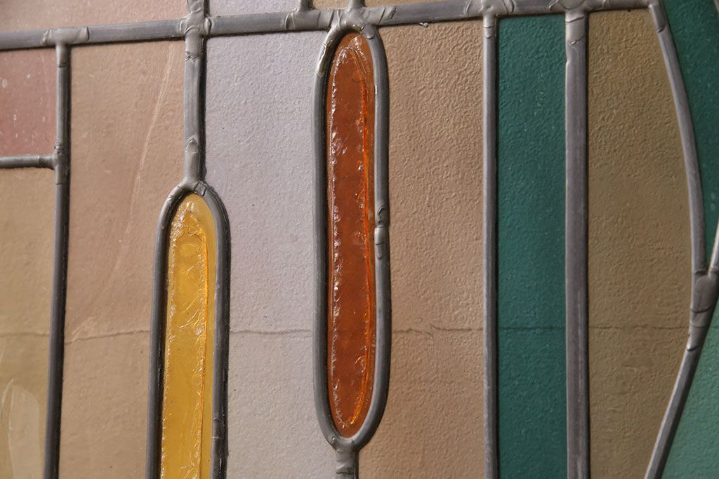 ヨーロッパヴィンテージ　イタリア製　G.POLLONI作　壁掛け式で絵画のように!空間を彩るステンドグラス　(R-050865)