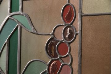 ヨーロッパヴィンテージ　イタリア製　G.POLLONI作　壁掛け式で絵画のように!空間を彩るステンドグラス　(R-050865)