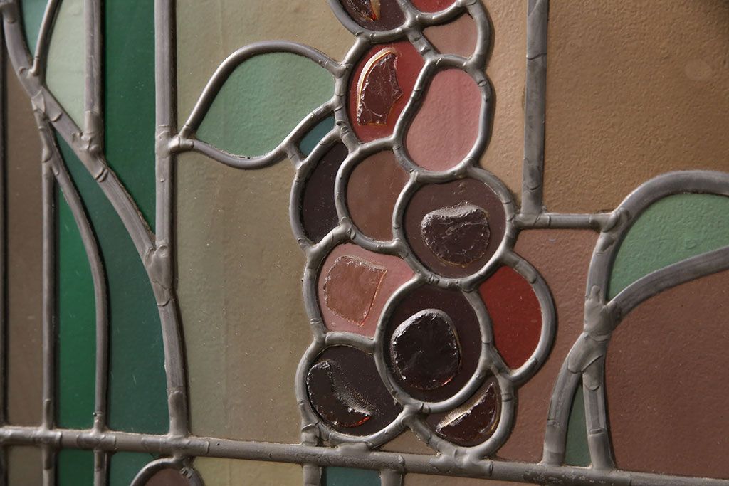 ヨーロッパヴィンテージ　イタリア製　G.POLLONI作　壁掛け式で絵画のように!空間を彩るステンドグラス　(R-050865)