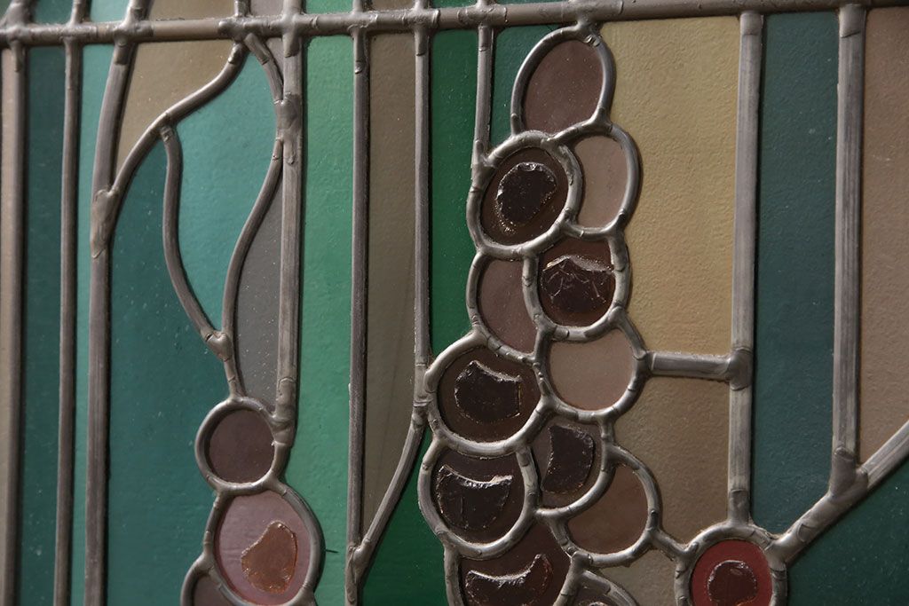 ヨーロッパヴィンテージ　イタリア製　G.POLLONI作　壁掛け式で絵画のように!空間を彩るステンドグラス　(R-050865)