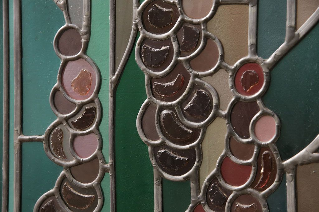 ヨーロッパヴィンテージ　イタリア製　G.POLLONI作　壁掛け式で絵画のように!空間を彩るステンドグラス　(R-050865)