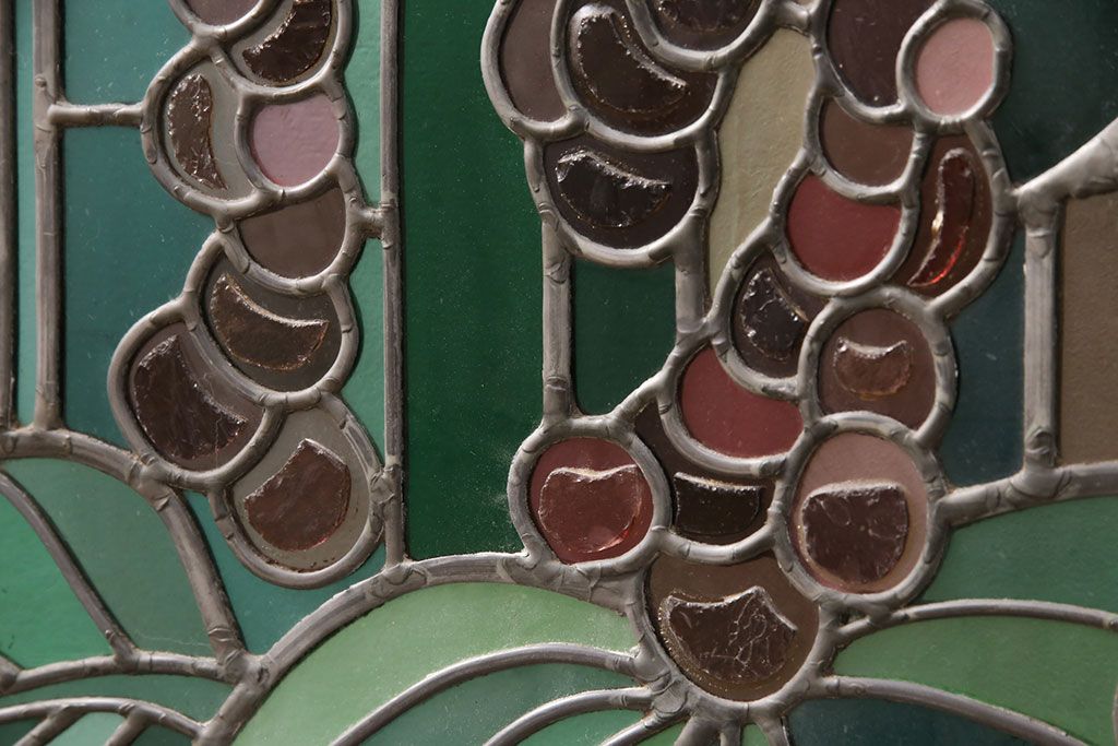 ヨーロッパヴィンテージ　イタリア製　G.POLLONI作　壁掛け式で絵画のように!空間を彩るステンドグラス　(R-050865)