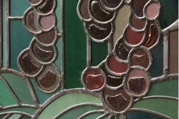 ヨーロッパヴィンテージ　イタリア製　G.POLLONI作　壁掛け式で絵画のように!空間を彩るステンドグラス　(R-050865)