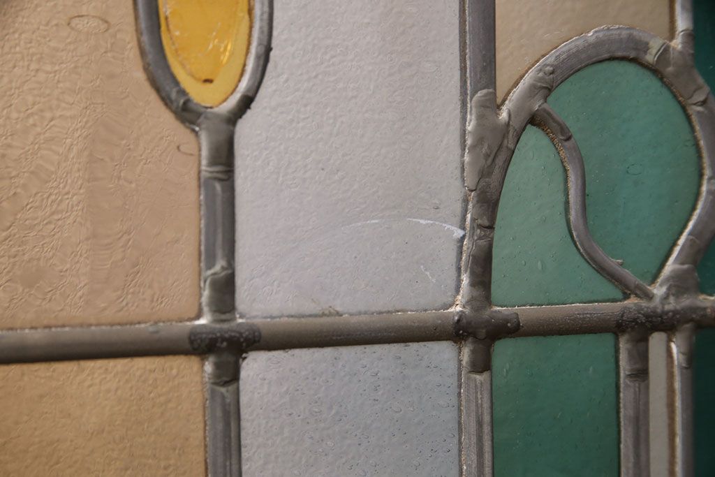 ヨーロッパヴィンテージ　イタリア製　G.POLLONI作　壁掛け式で絵画のように!空間を彩るステンドグラス　(R-050865)