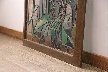 ヨーロッパヴィンテージ　イタリア製　G.POLLONI作　壁掛け式で絵画のように!空間を彩るステンドグラス　(R-050865)