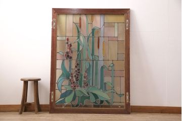 ヨーロッパヴィンテージ　イタリア製　G.POLLONI作　壁掛け式で絵画のように!空間を彩るステンドグラス　(R-050865)
