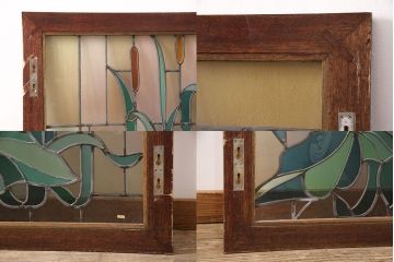 ヨーロッパヴィンテージ　イタリア製　G.POLLONI作　壁掛け式で絵画のように!空間を彩るステンドグラス　(R-050865)