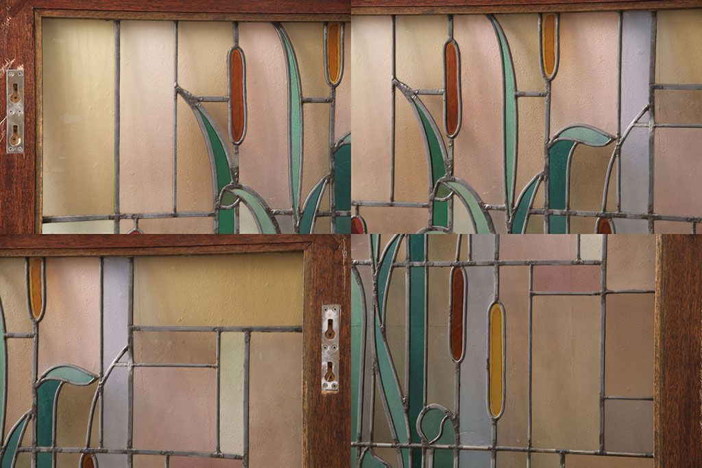 ヨーロッパヴィンテージ　イタリア製　G.POLLONI作　壁掛け式で絵画のように!空間を彩るステンドグラス　(R-050865)