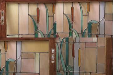 ヨーロッパヴィンテージ　イタリア製　G.POLLONI作　壁掛け式で絵画のように!空間を彩るステンドグラス　(R-050865)