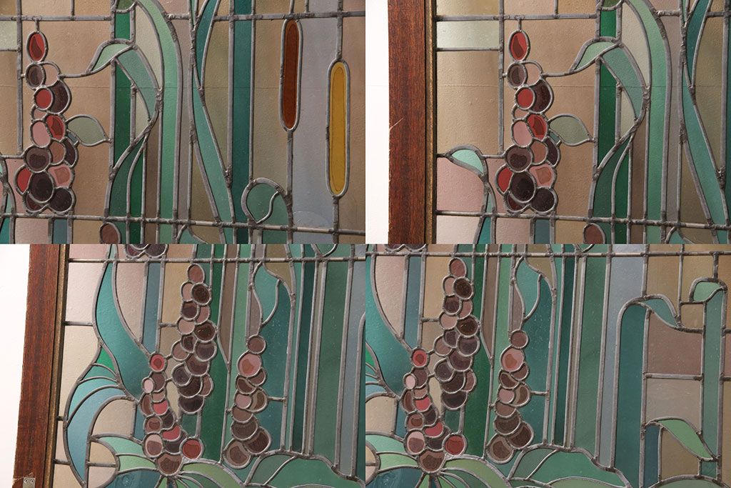 ヨーロッパヴィンテージ　イタリア製　G.POLLONI作　壁掛け式で絵画のように!空間を彩るステンドグラス　(R-050865)
