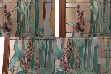 ヨーロッパヴィンテージ　イタリア製　G.POLLONI作　壁掛け式で絵画のように!空間を彩るステンドグラス　(R-050865)