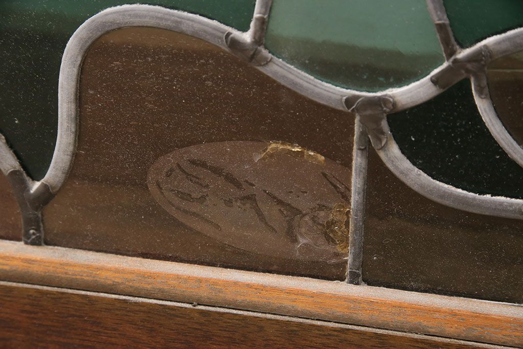 ヨーロッパヴィンテージ　イタリア製　G.POLLONI作　壁掛け式で絵画のように!空間を彩るステンドグラス　(R-050865)