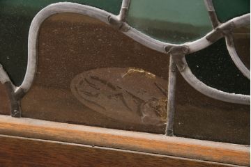 ヨーロッパヴィンテージ　イタリア製　G.POLLONI作　壁掛け式で絵画のように!空間を彩るステンドグラス　(R-050865)