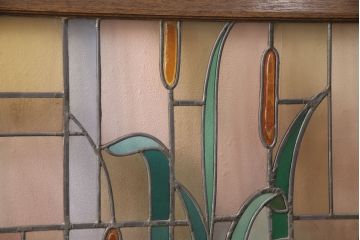 ヨーロッパヴィンテージ　イタリア製　G.POLLONI作　壁掛け式で絵画のように!空間を彩るステンドグラス(ディスプレイ、アート、ビンテージ)(R-050865)