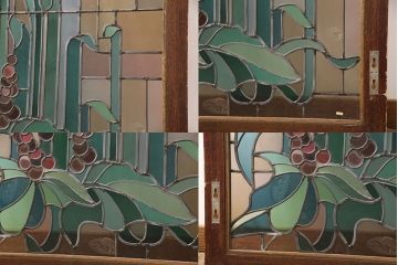 ヨーロッパヴィンテージ　イタリア製　G.POLLONI作　壁掛け式で絵画のように!空間を彩るステンドグラス(ディスプレイ、アート、ビンテージ)(R-050865)